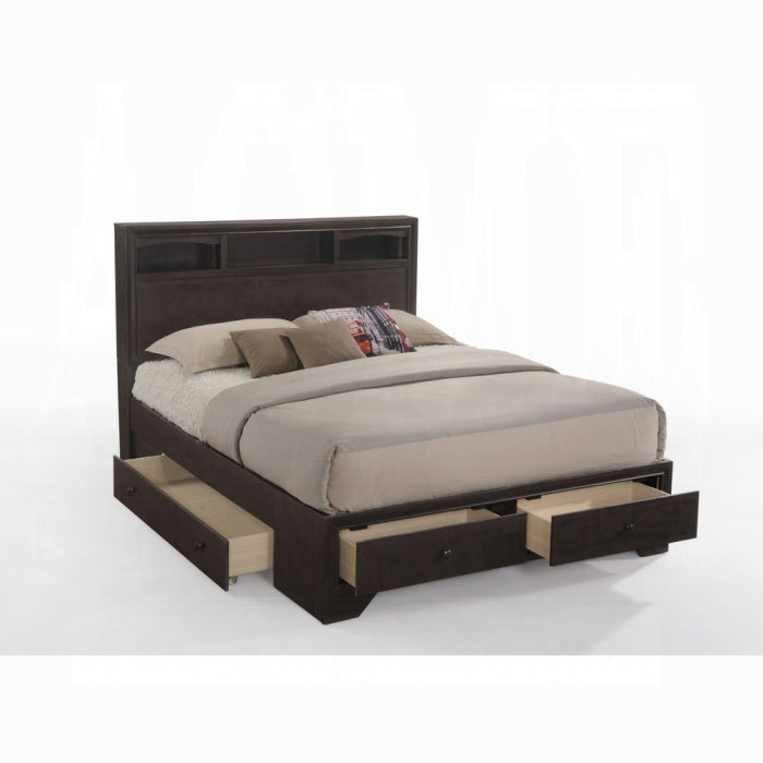 Balram Madison II Queen Brown Wood Bed – Modern Panel Headboard