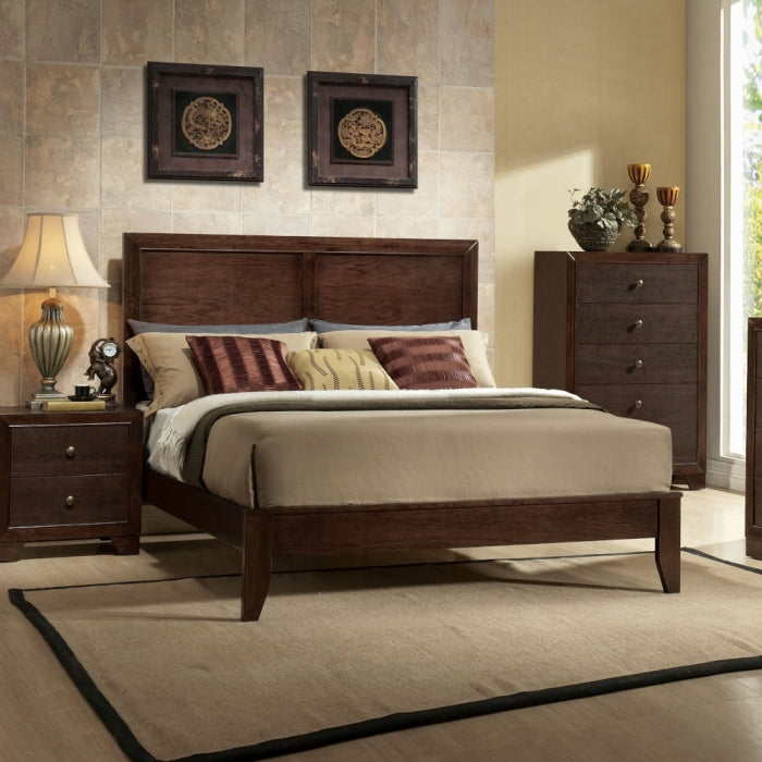 Maharaj Madison Collection Eastern King Wood Bed – Sleek Panel Style & Sturdy Frame