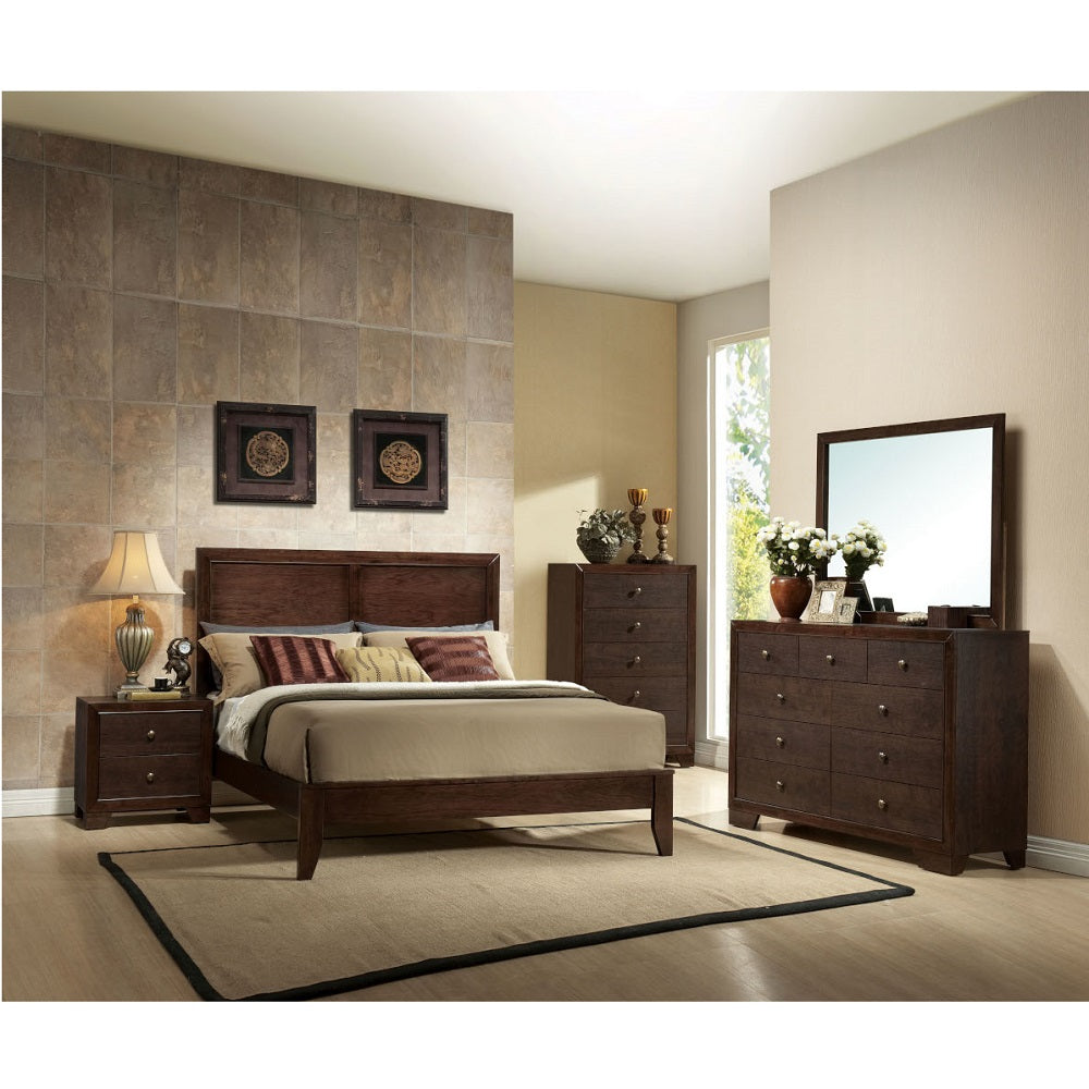 Maharaj Madison Collection Eastern King Wood Bed – Sleek Panel Style & Sturdy Frame