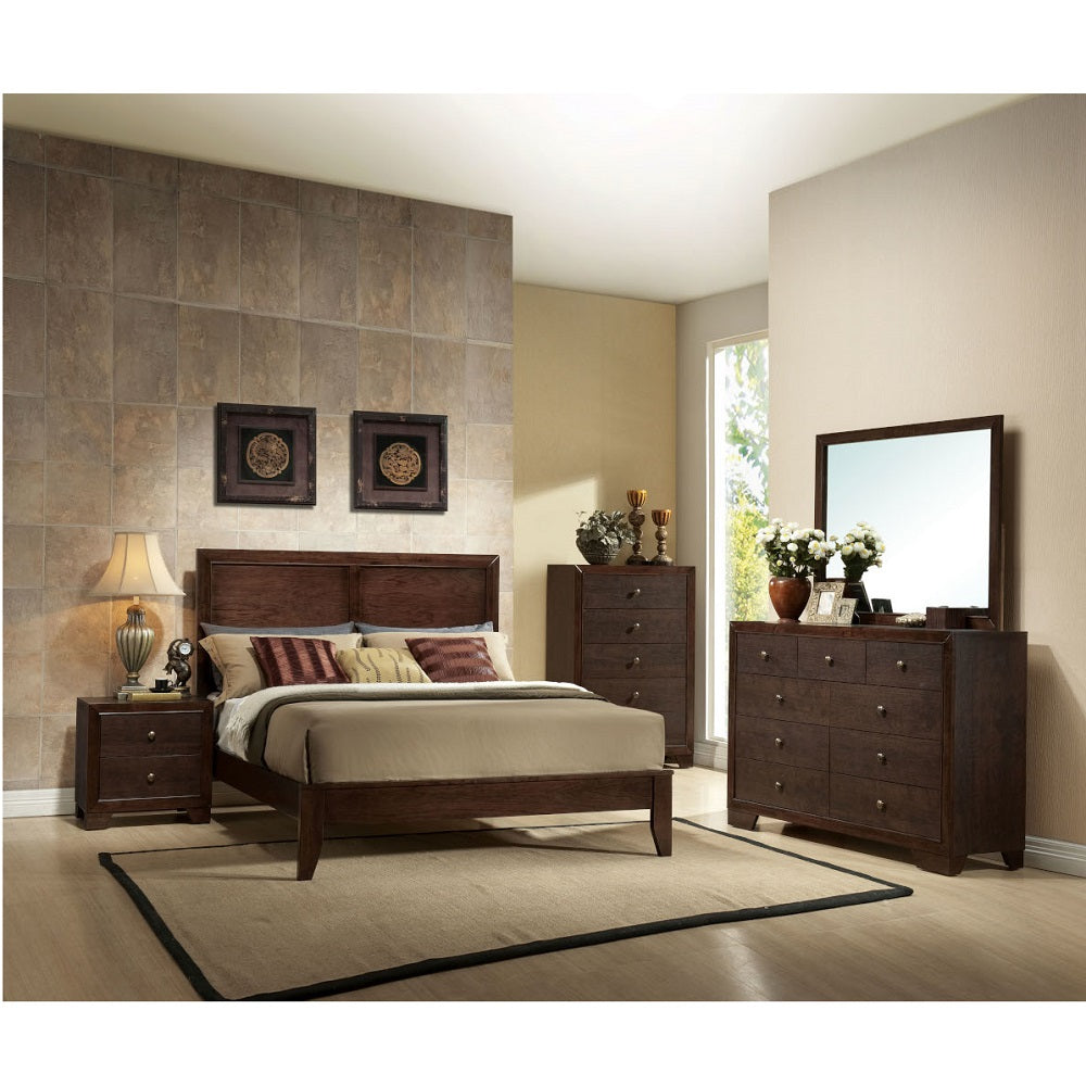 Mangal Madison Queen Gray Upholstered Bed – Modern Platform with Padded Headboard
