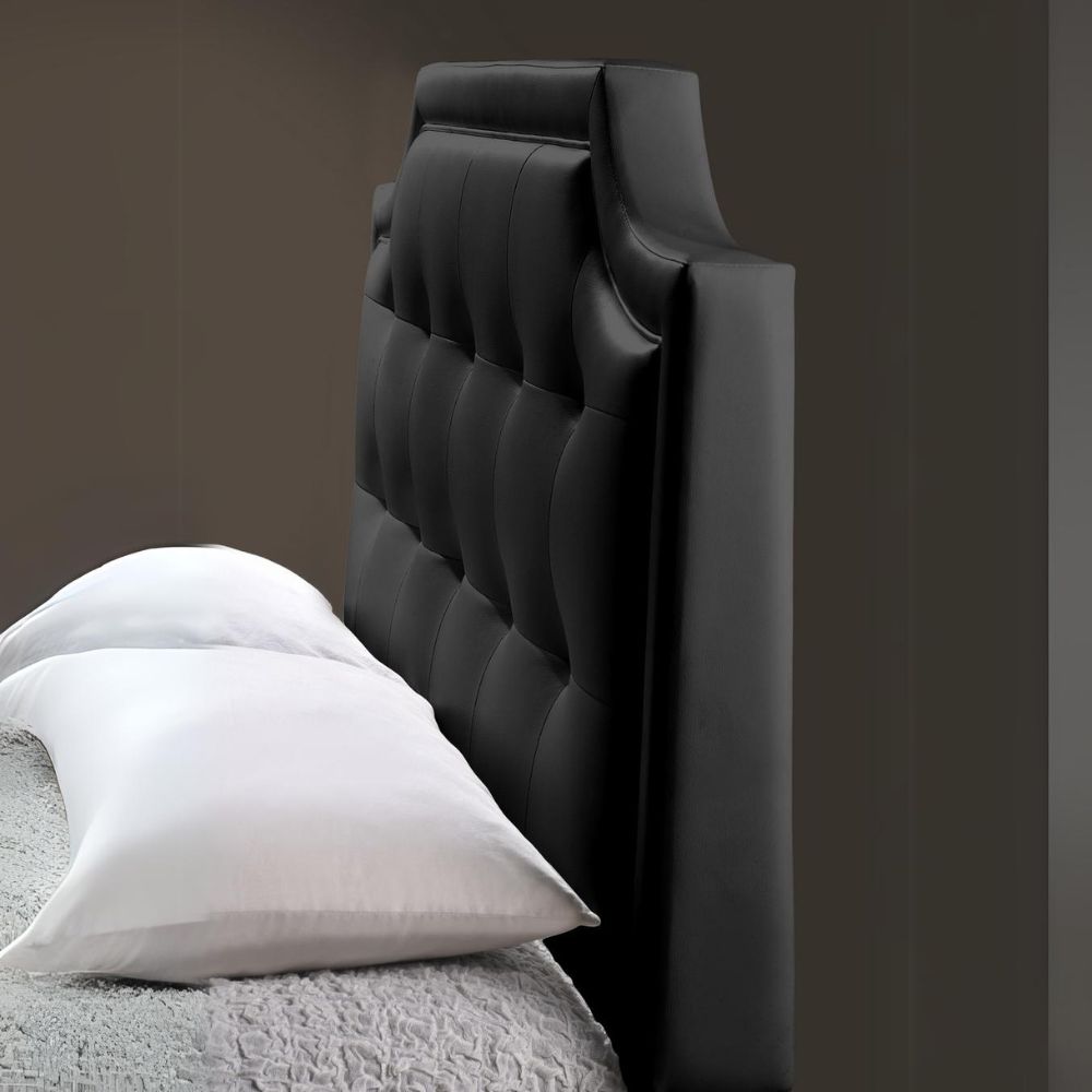 Carlotta Black Modern Bed With Upholstered Headboard - Queen Size