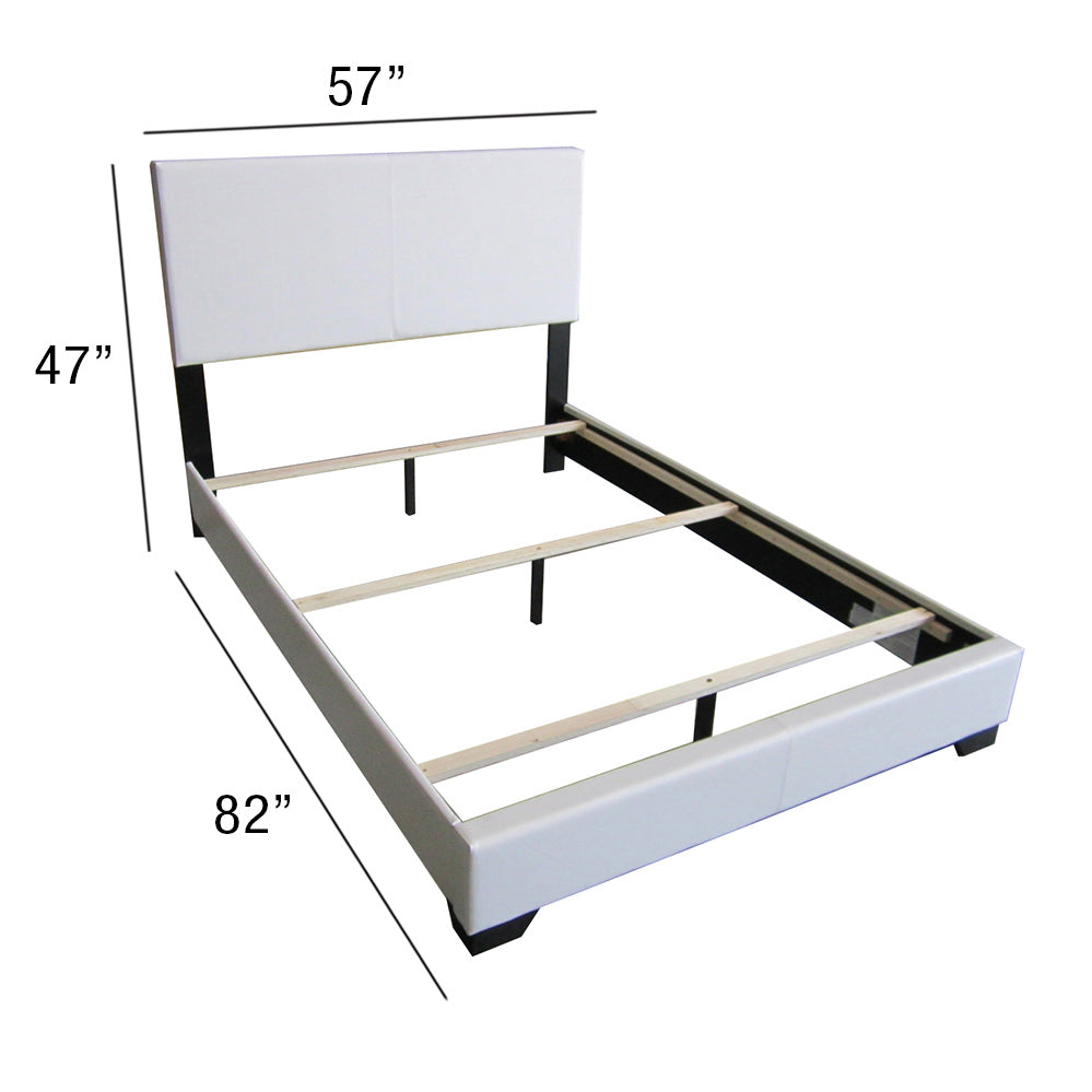 Delphine 0Ireland III Full Size Gray PU Bed – Platform Frame with Cushioned Headboard