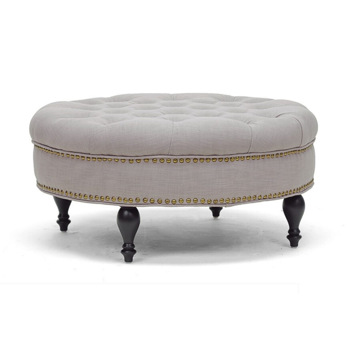 Palfrey Beige Linen Modern Tufted Ottoman