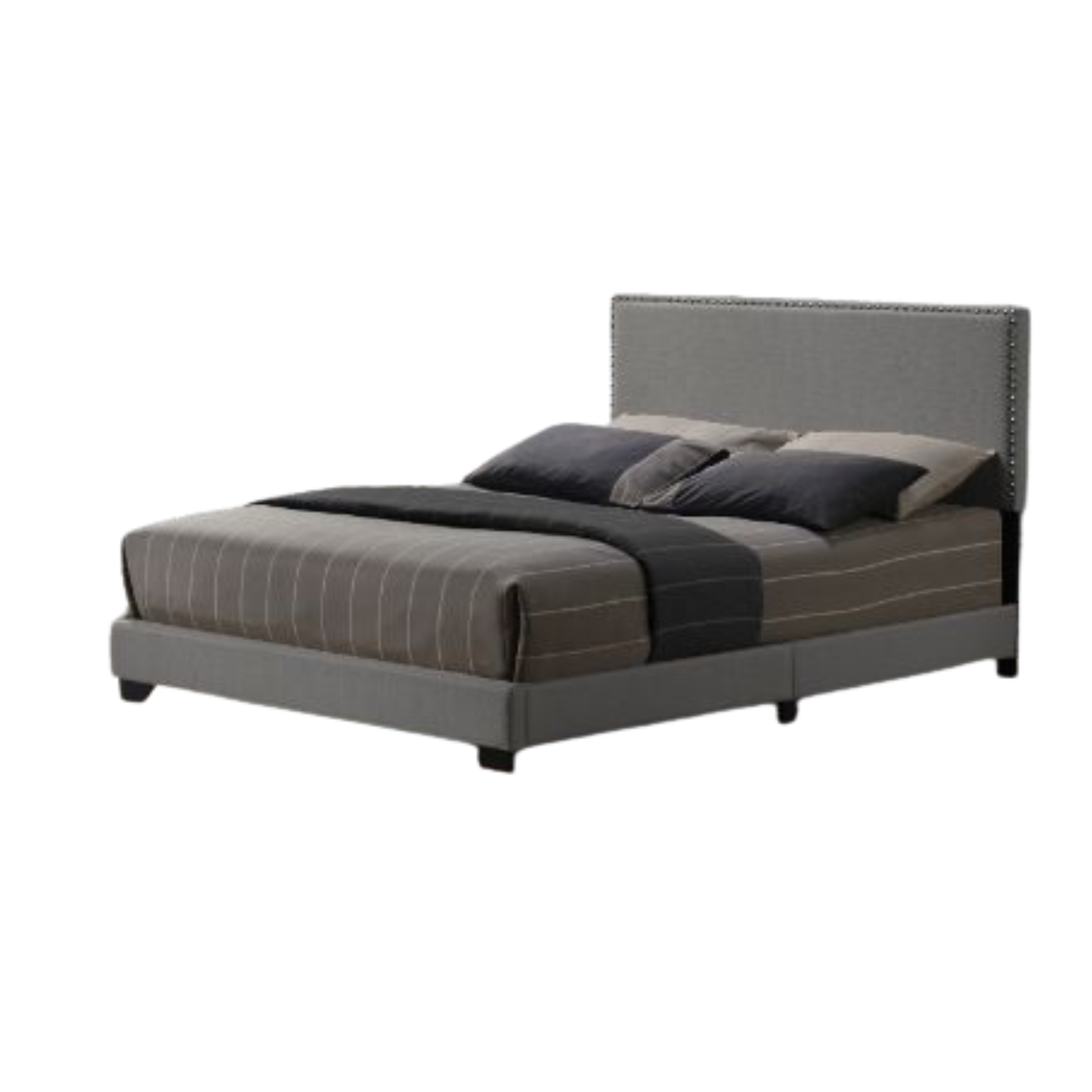 Leandros Queen Bed, Light Grey Fabric