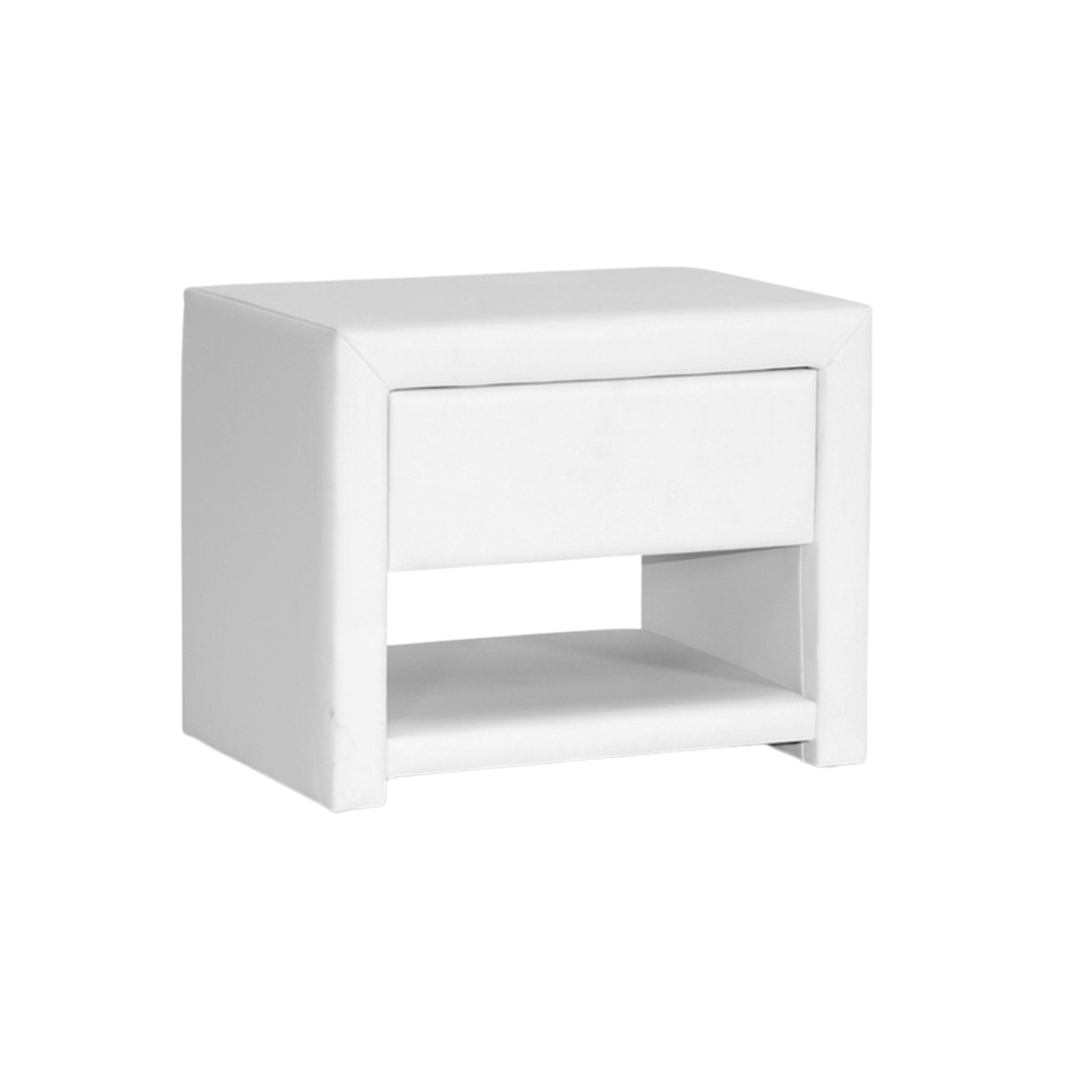 Massey White Upholstered Modern Nightstand