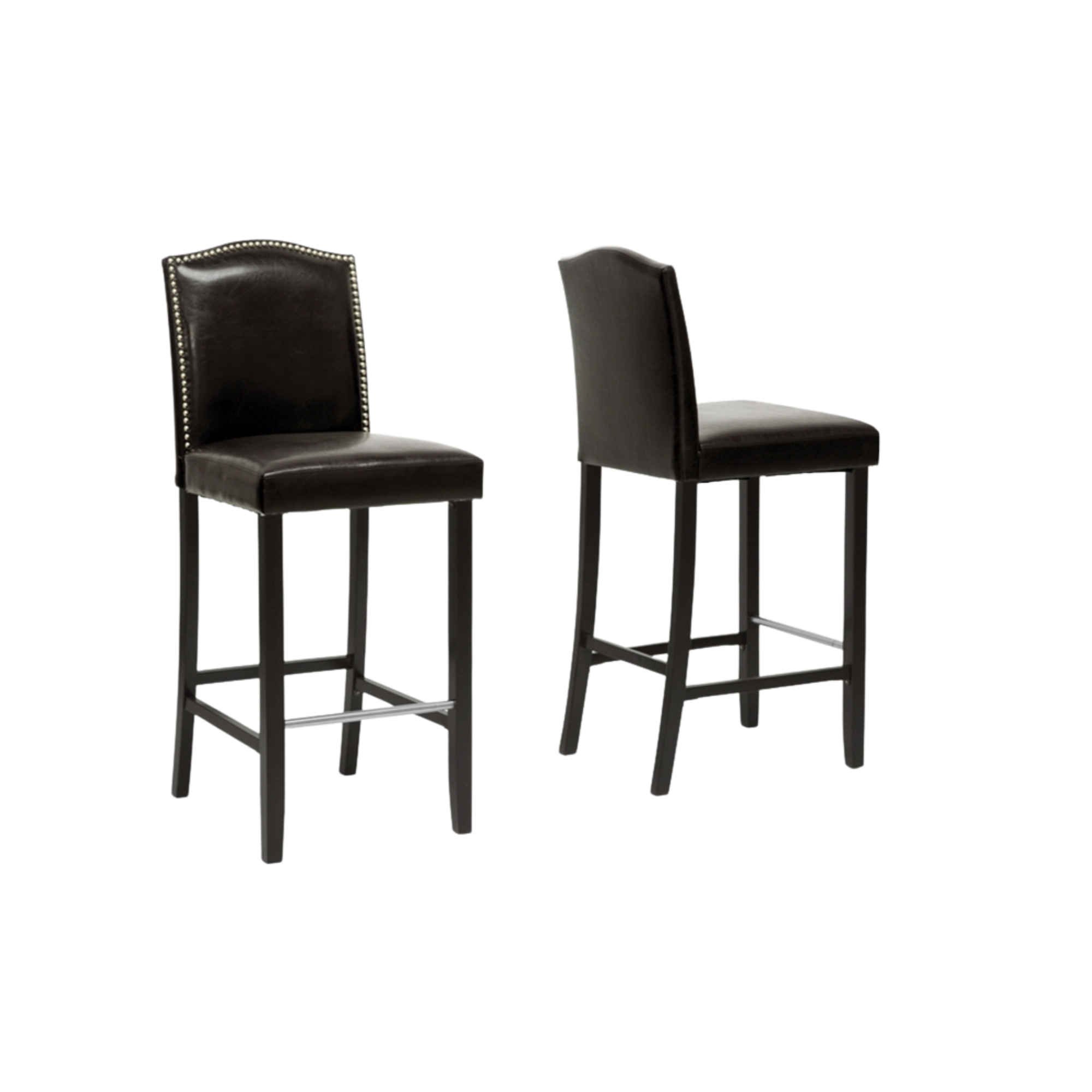 Libra Dark Brown Modern Bar Stool with Nail Head Trim (Set of 2)