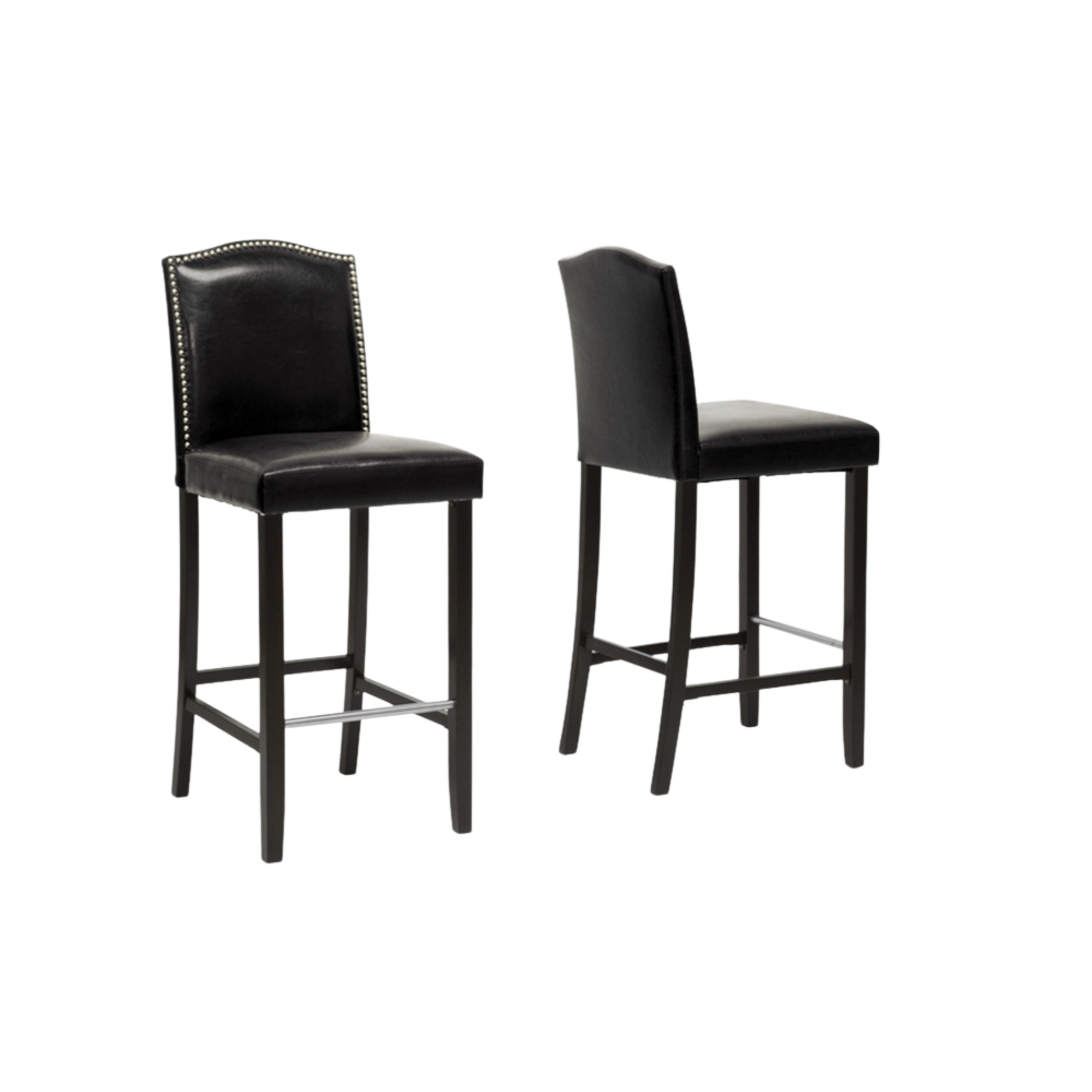 Libra Black Modern Bar Stool with Nail Head Trim (Set of 2)