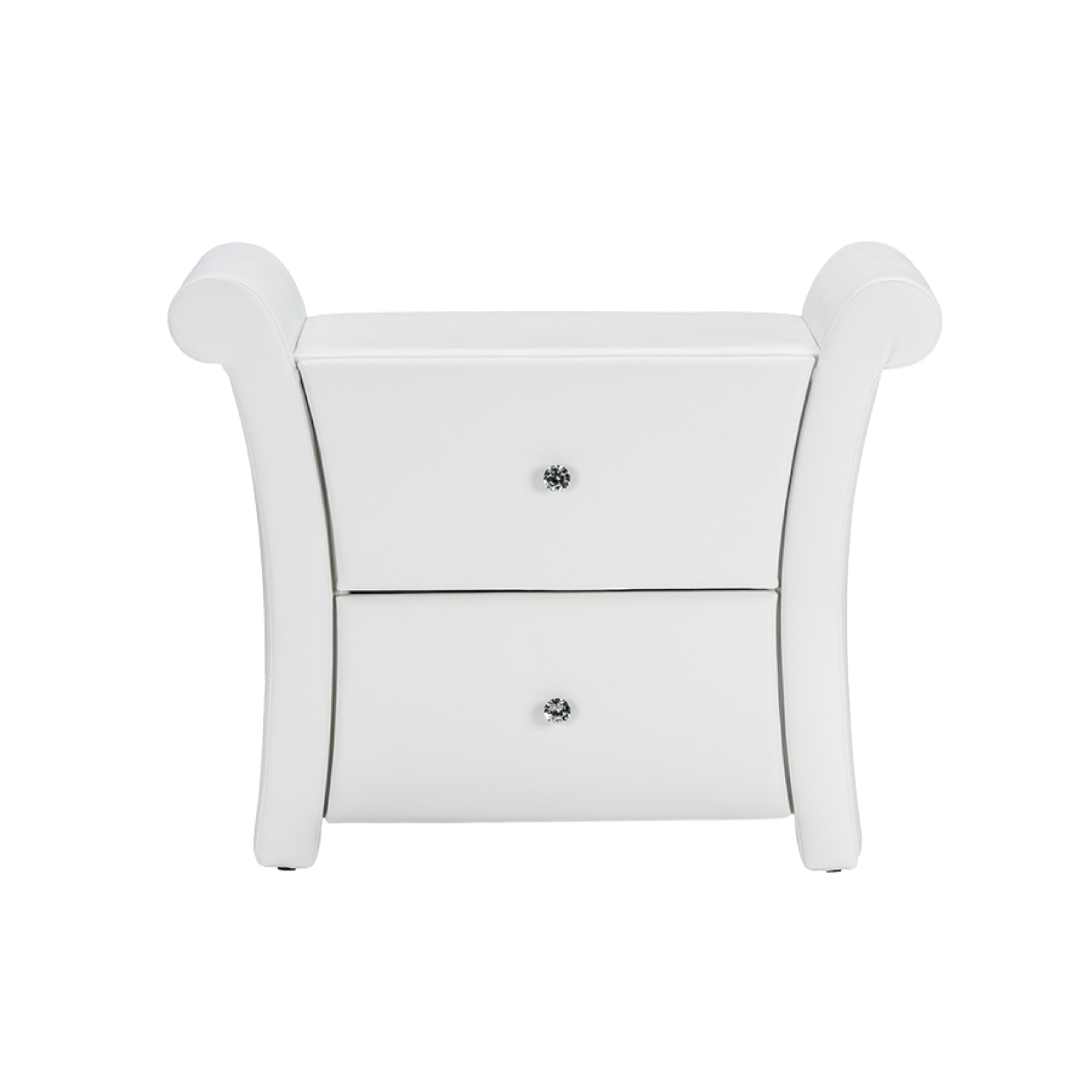 Victoria Matte White PU Leather 2 Storage Drawers Nightstand Bedside Table