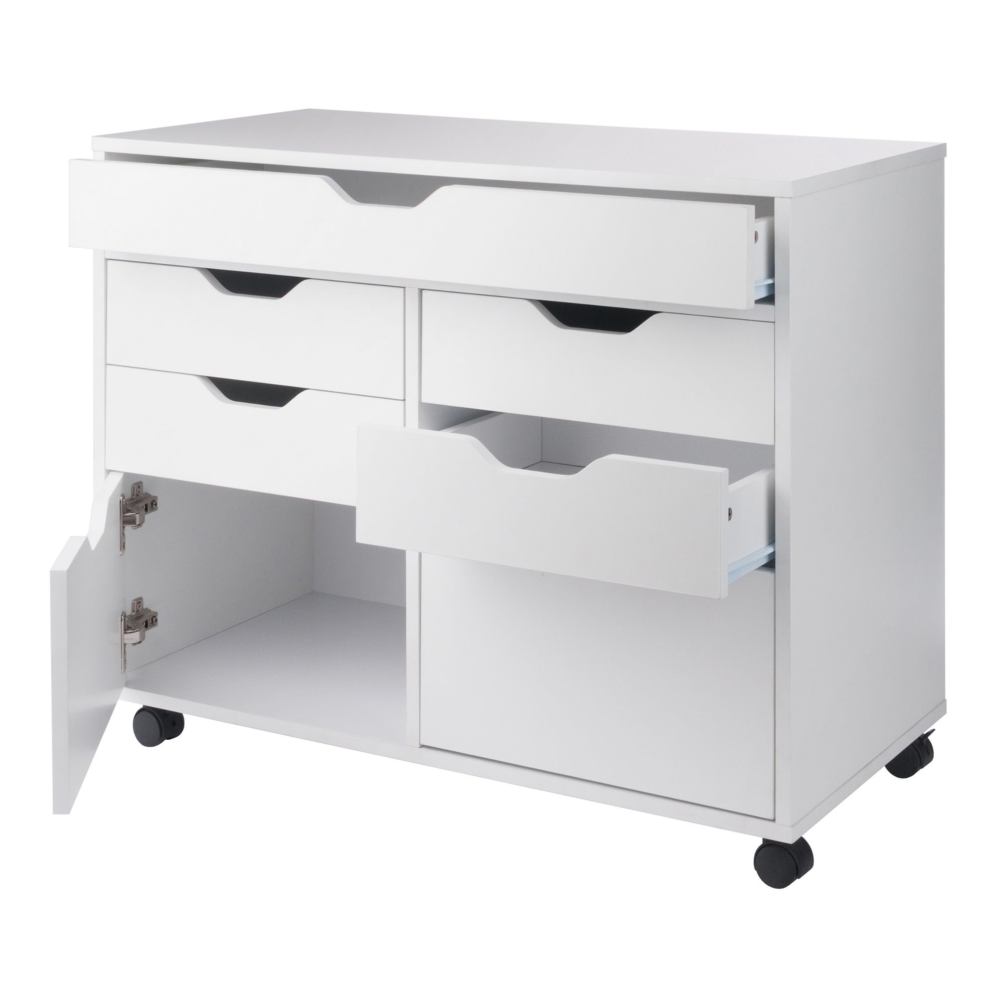 Halifax 5-Drawer Mulit-Storage Mobile Cabinet, White