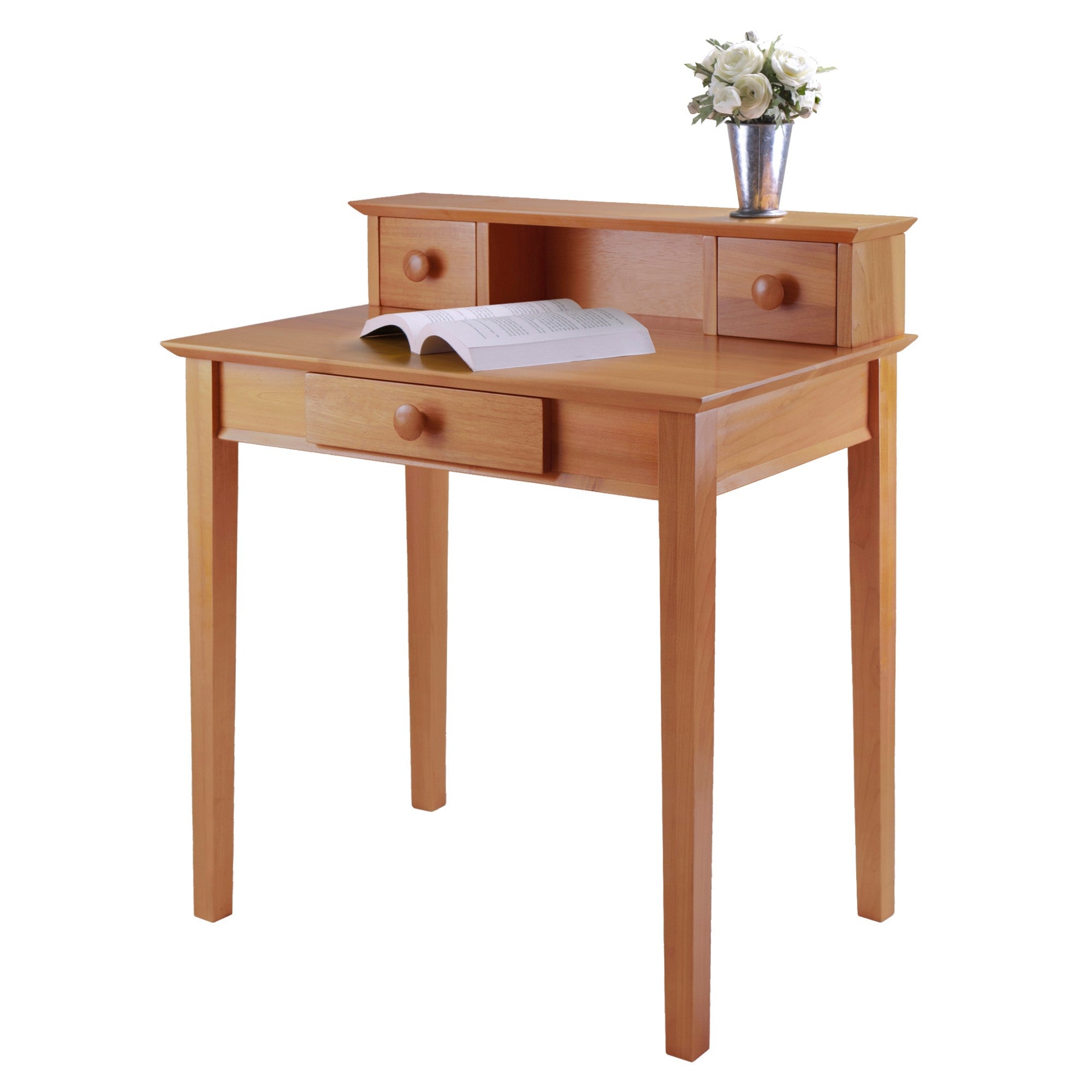Studio Home Office Desk and Hutch, Honey