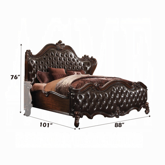 Kingdom Versailles California King Traditional Bed – Silver Wood Frame & Padded Headboard