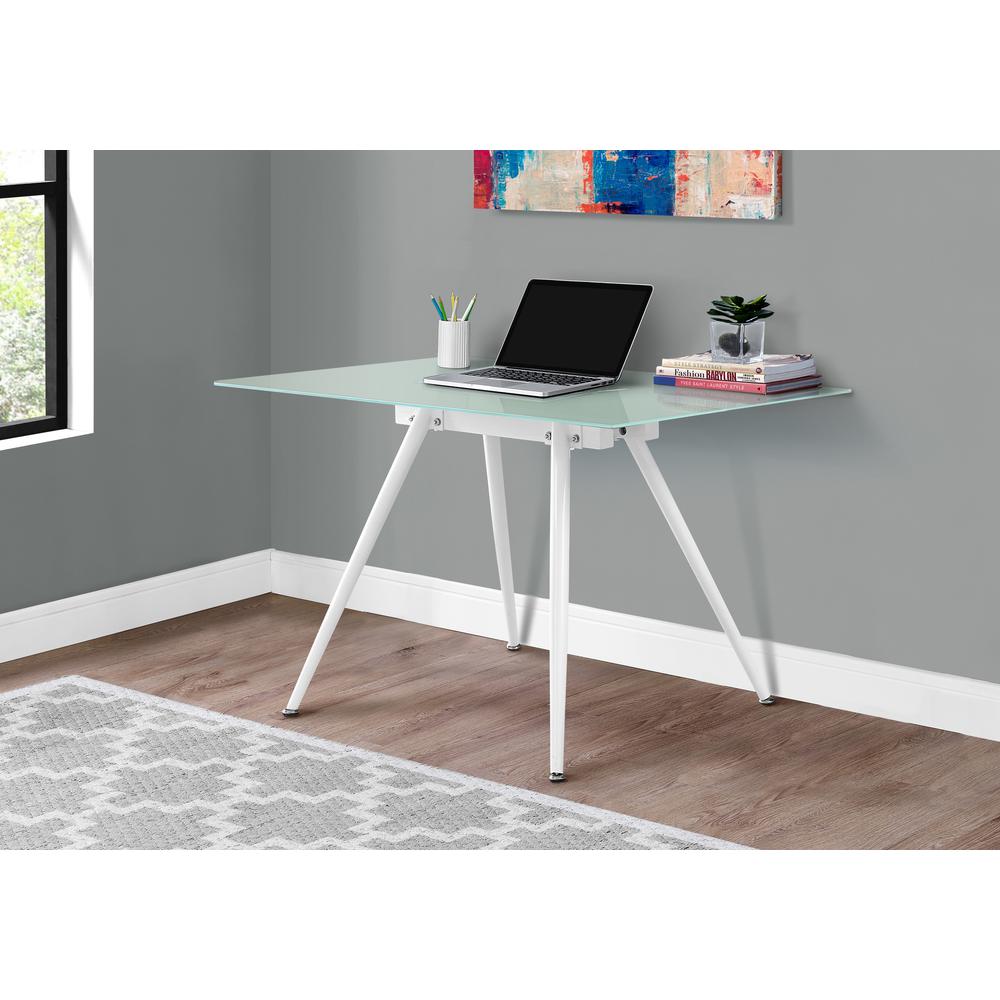 Amare - Computer Desk Home Office Laptop 48"L Work White Metal Tempered
