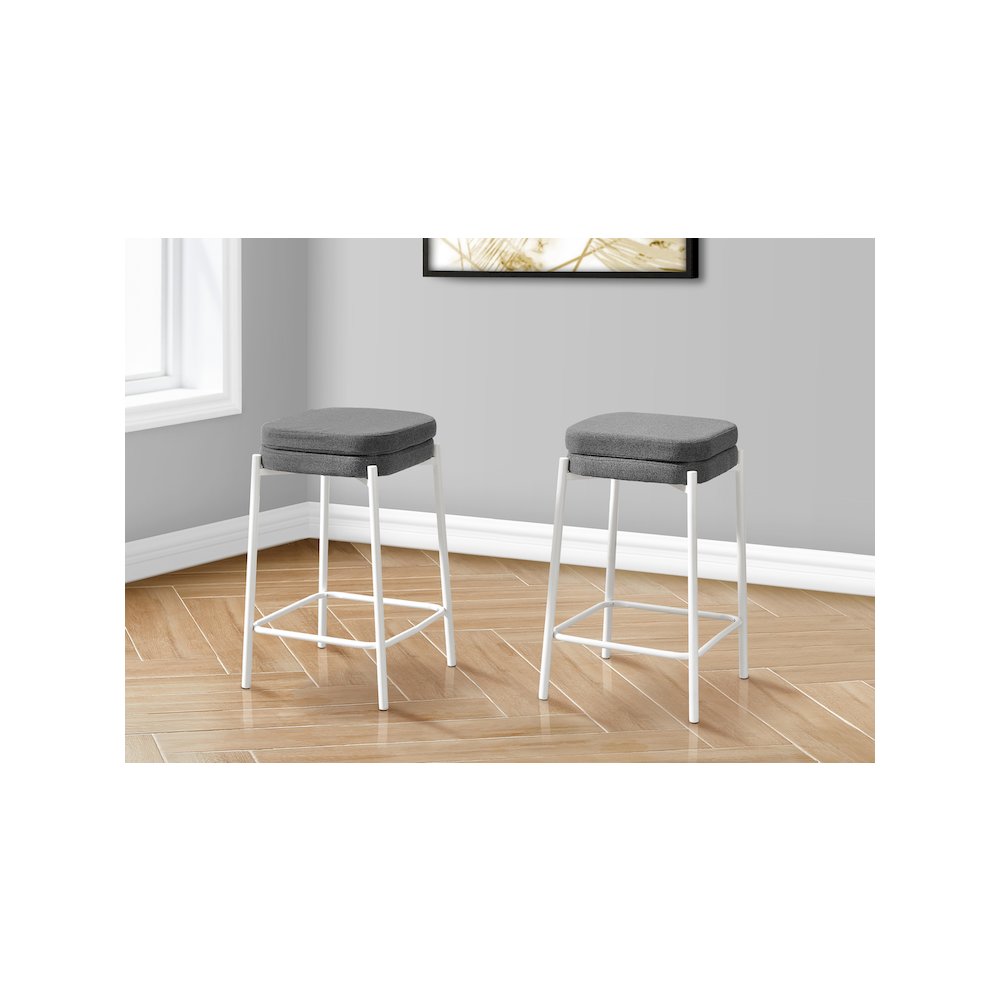 Gamada - Barstool Counter Height Set Of 2 Kitchen Grey Fabric White