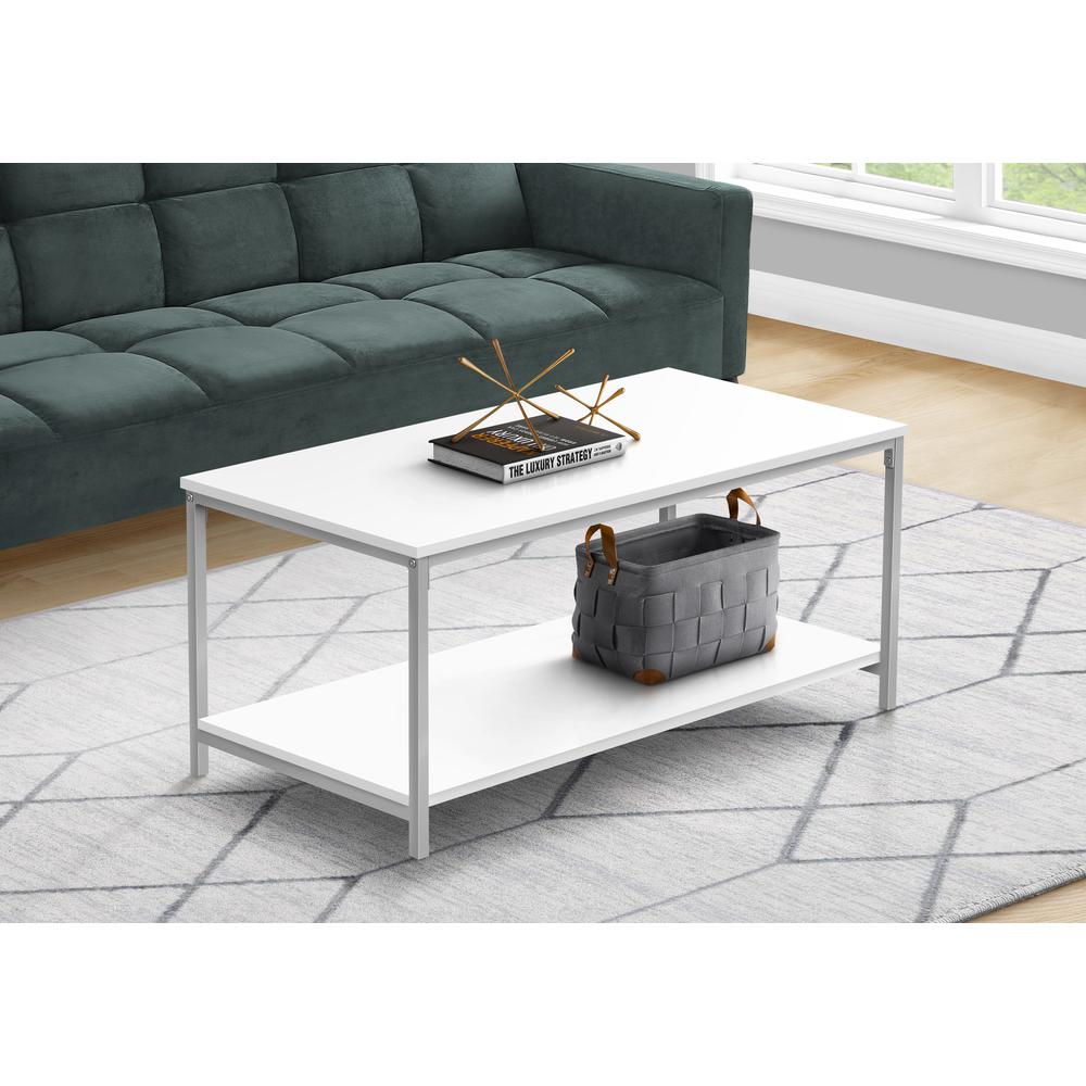 Lepine - Coffee Table Accent Cocktail Rectangular Living Room 40"L White Laminate