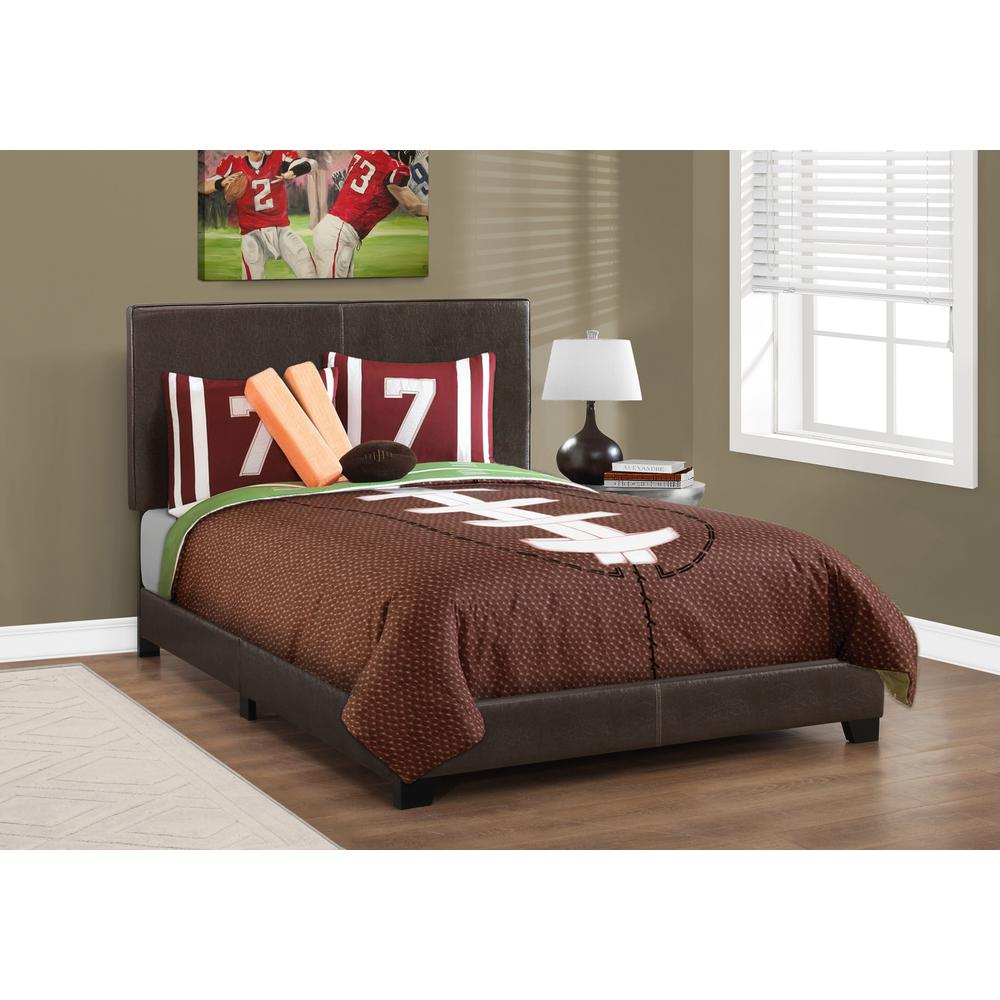 Convene Transitional Full Size Brown Upholstered Bed – Leather Look with Contemporary Styling