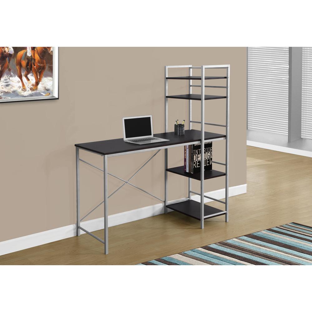 Delilah - Computer Desk Home Office Laptop Storage Shelves 48"L Work Brown