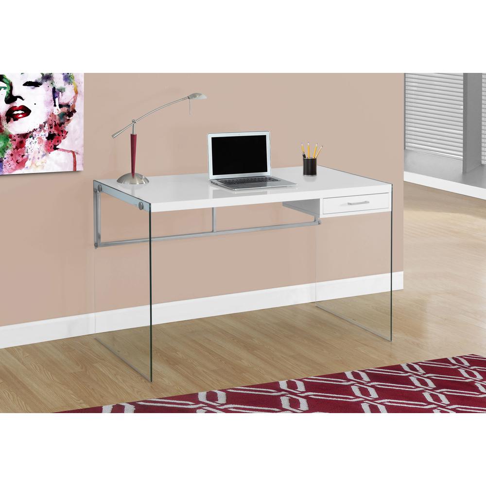 Alisa - Computer Desk Home Office Laptop Storage Drawers 48"L Work Glossy