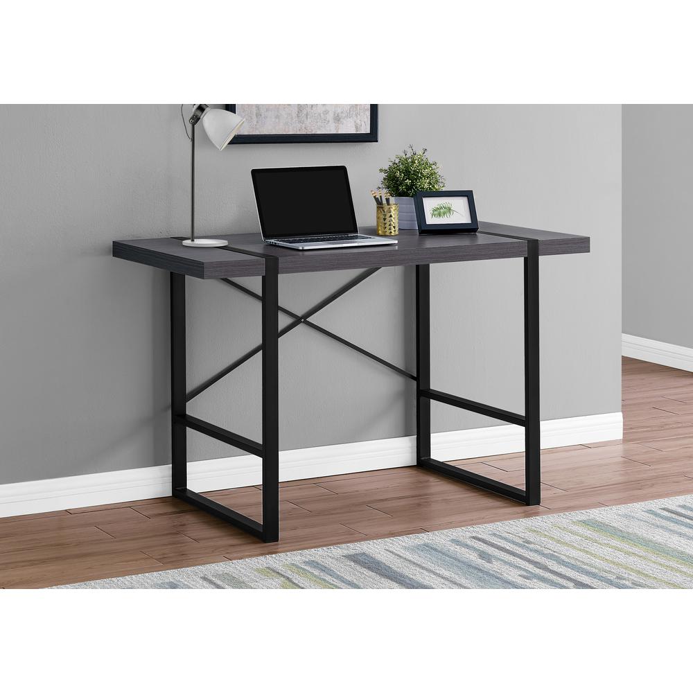 Hallan - Computer Desk Home Office Laptop 48"L Work Grey Laminate Black