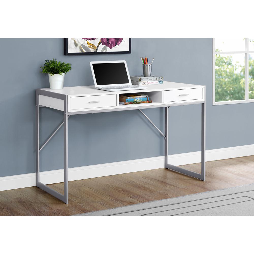 Paras - Computer Desk Home Office Laptop Storage Drawers 48"L Work White