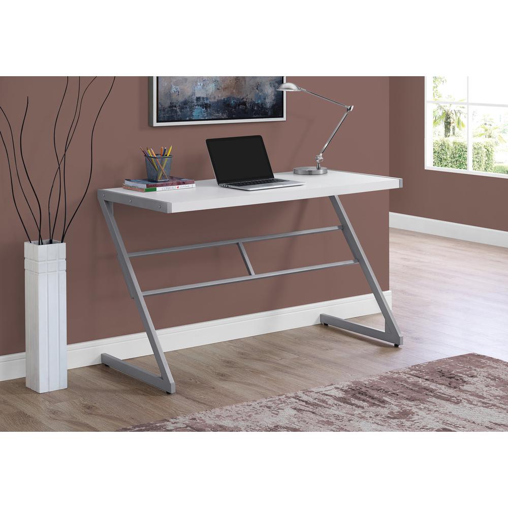 Galvin - Computer Desk Home Office Laptop 48"L Work White Laminate Grey