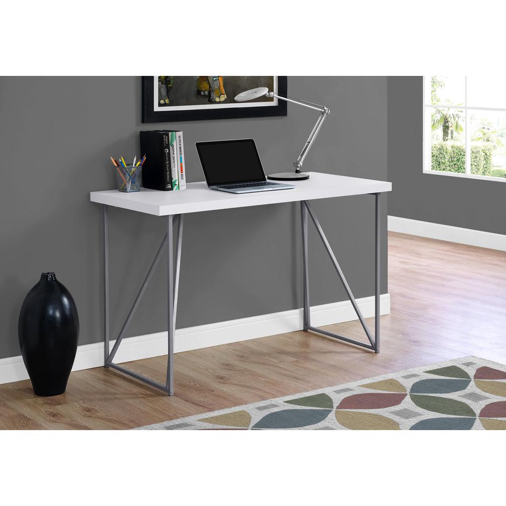Rava - Computer Desk Home Office Laptop 48"L Work White Laminate Grey
