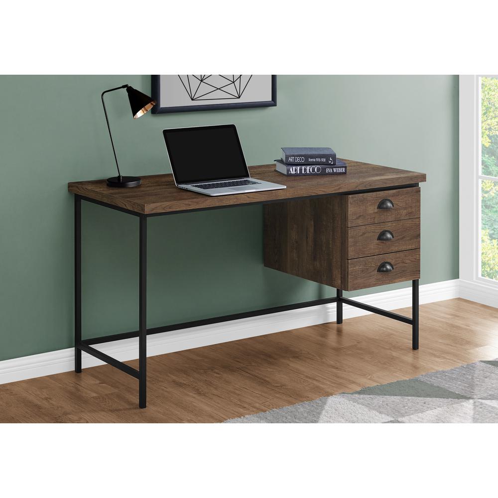 Noela - Computer Desk Home Office Laptop Storage Drawers 55"L Work Brown