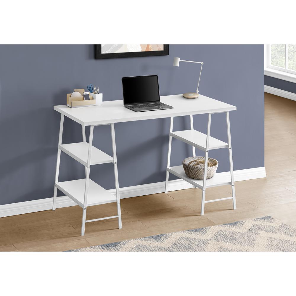 Nurten - Computer Desk Home Office Laptop Storage Shelves 48"L Work White