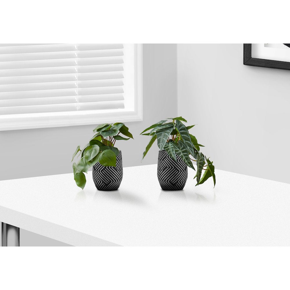 Elitia - Artificial Plant 8" Tall Alocasia Indoor Faux Fake Table Greenery
