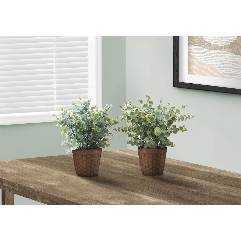 Irena - Artificial Plant 13" Tall Eucalyptus Grass Indoor Faux Fake Table
