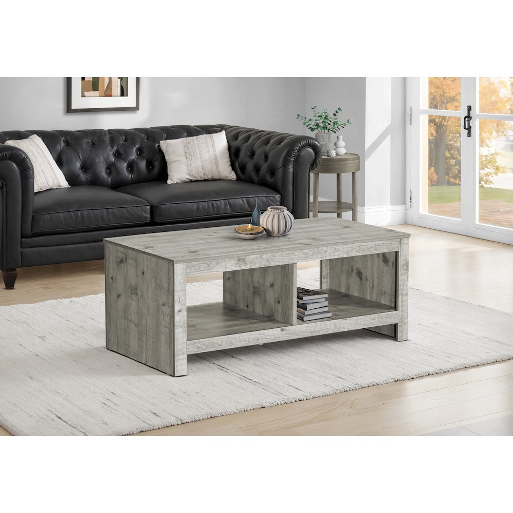 Coffee Table, 44"L, Cocktail, Rectangular, Living Room, Rustique Grey Laminate, Transitional