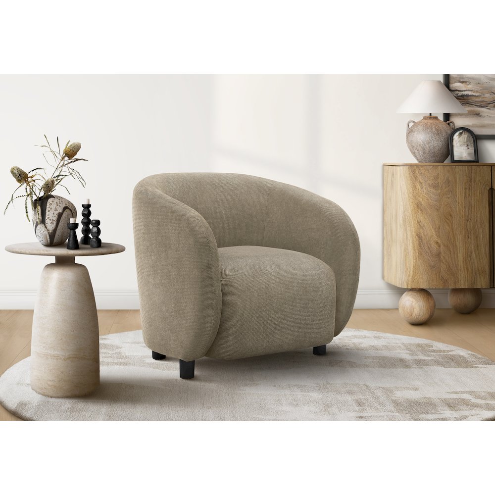 Accent Chair, 29"H, Upholstered, Living Room, Bedroom, Light Brown Fabric, Black Legs, Contemporary, Modern