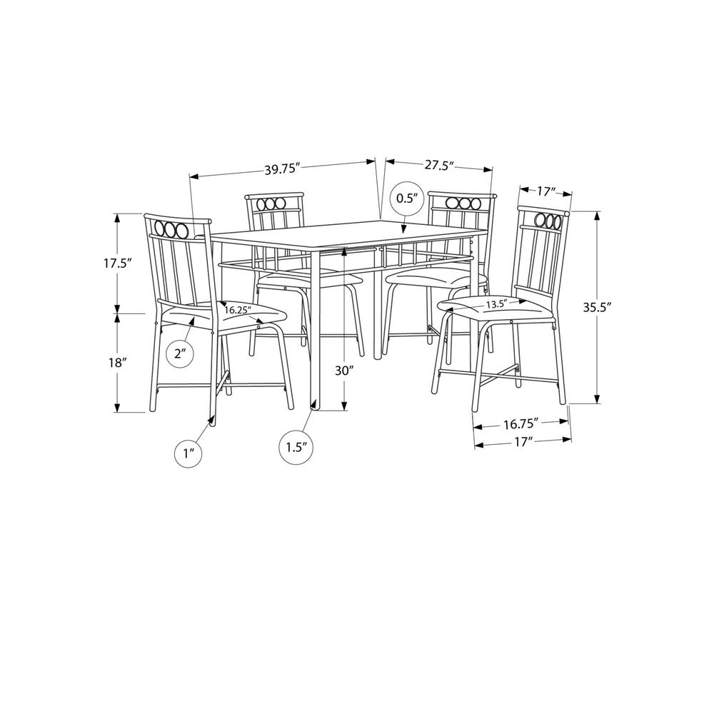 Bobby - Dining Table Set 5pcs Set Small 40" Rectangular Kitchen Black
