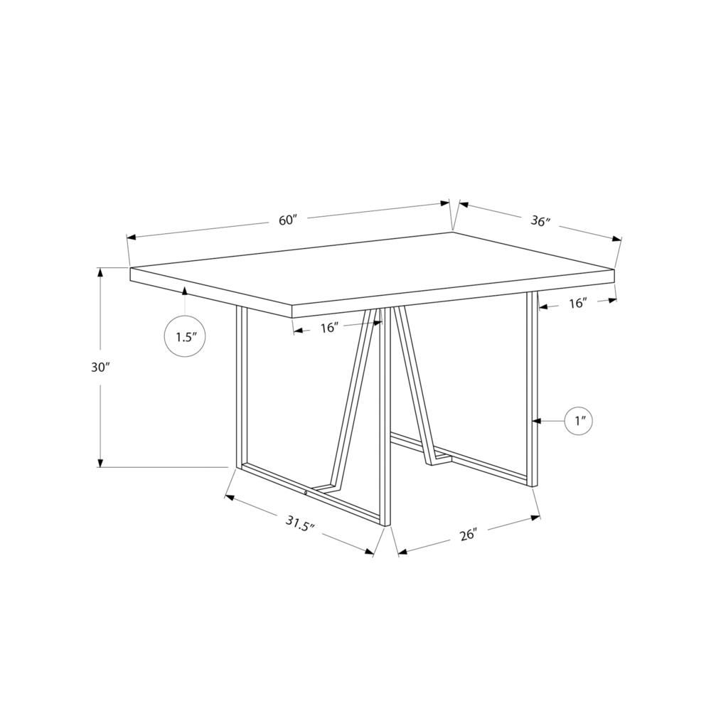 Yance - Dining Table 60" Rectangular Kitchen Dining Room Brown Laminate Chrome