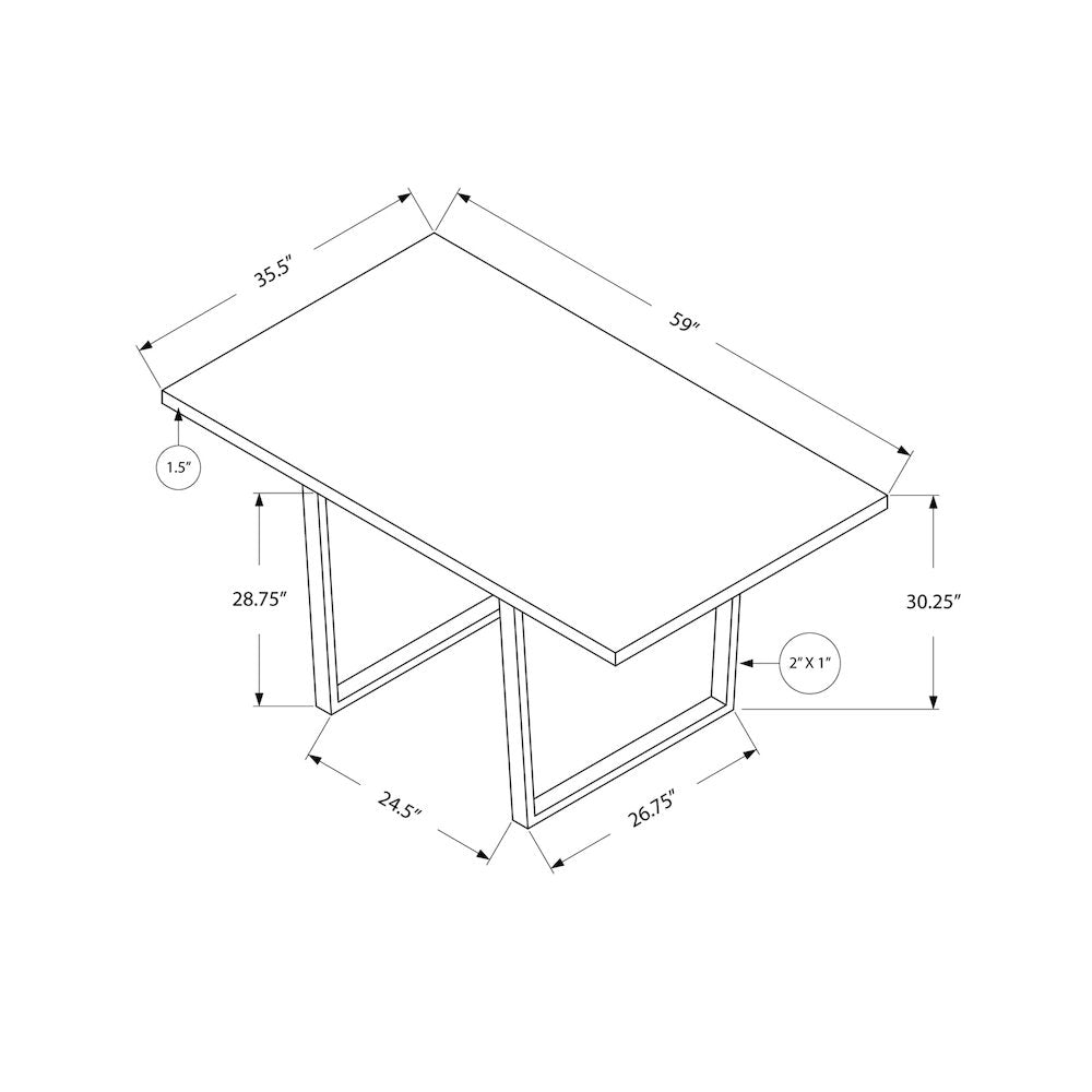 Carissa - Dining Table 60" Rectangular Kitchen Dining Room Grey Laminate Chrome