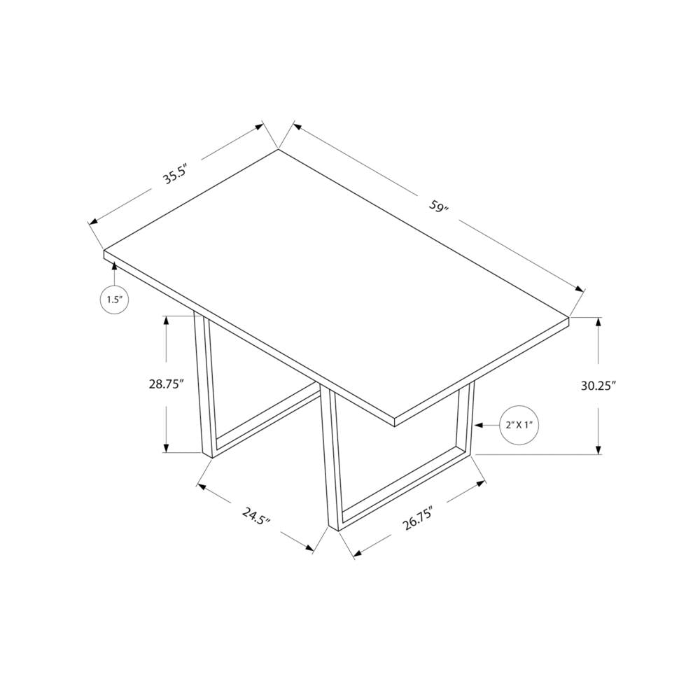 Vicky - Dining Table 60" Rectangular Kitchen Dining Room Grey Laminate Chrome