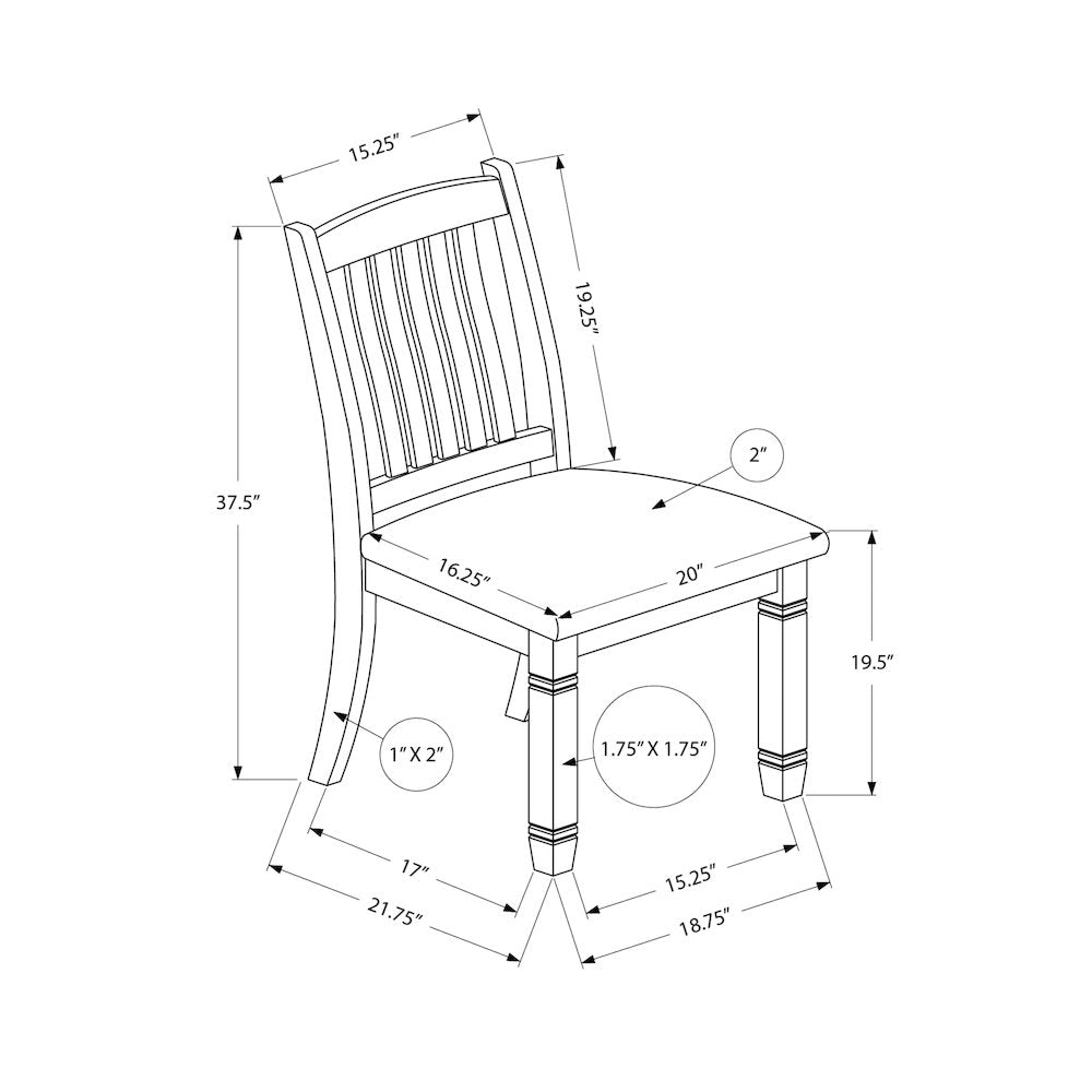 Montrouge - Dining Chair 38" Height Set Of 2 Side Upholstered Kitchen