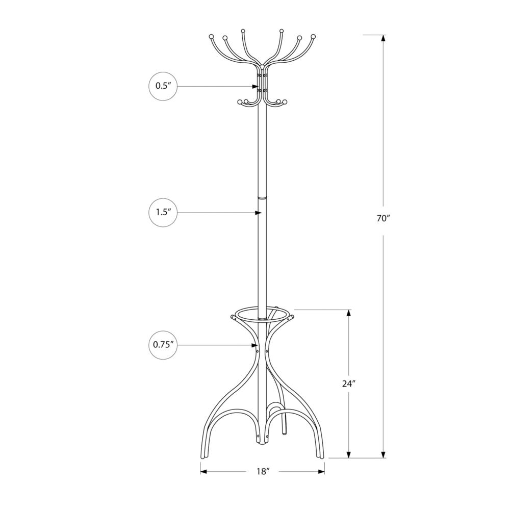 Reuben - Coat Rack Hall Tree 12 Hooks Entryway 70"H Bedroom Black