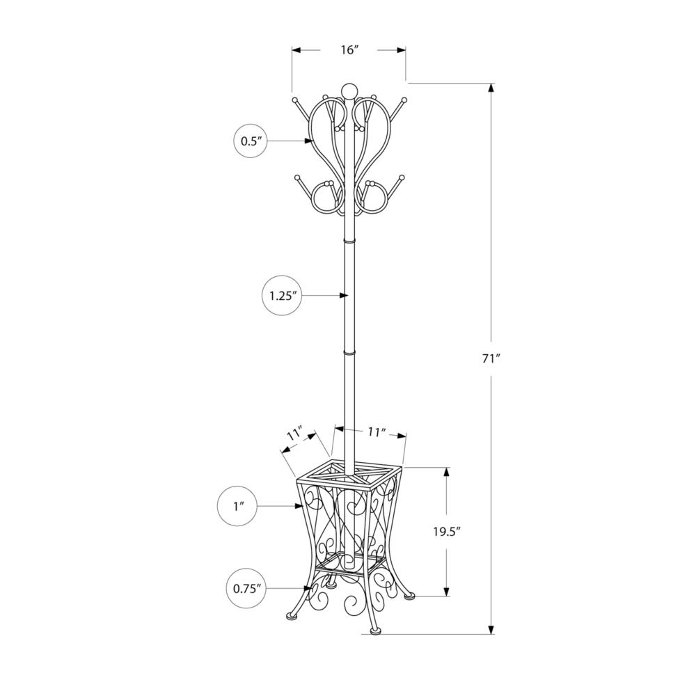 Judy - Coat Rack Hall Tree 8 Hooks Entryway 71"H Bedroom Black