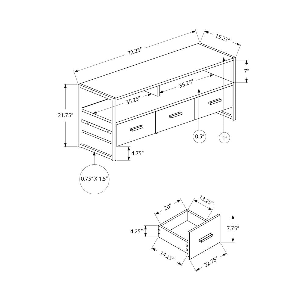Zentra - Tv Stand 72 Inch Media Entertainment Center Storage Drawers Black