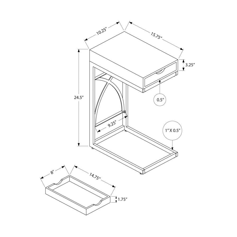 Daylan - Accent Table C-shaped End Side Snack Storage Drawer Living Room