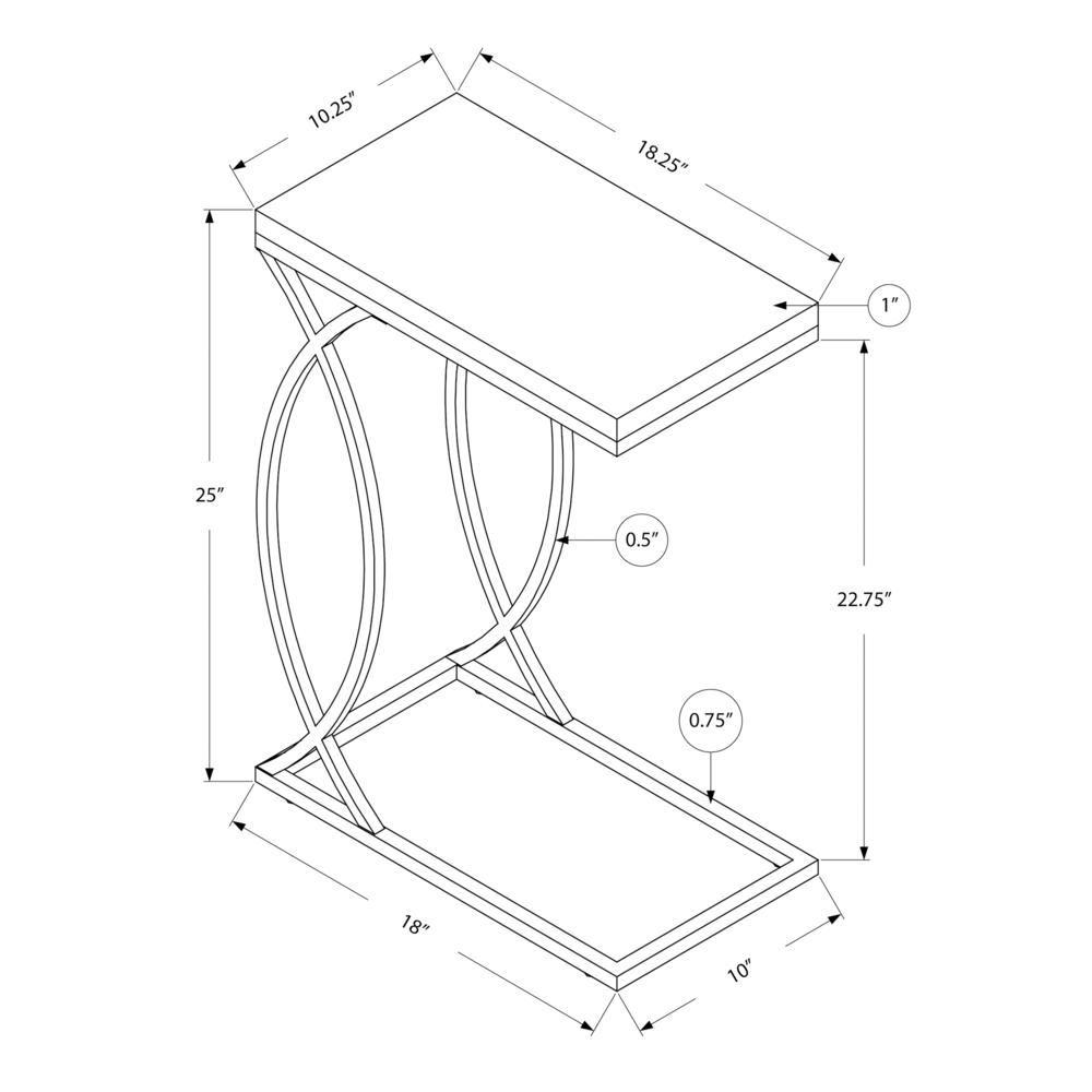 Loafey - Accent Table C-shaped End Side Snack Living Room Bedroom Grey