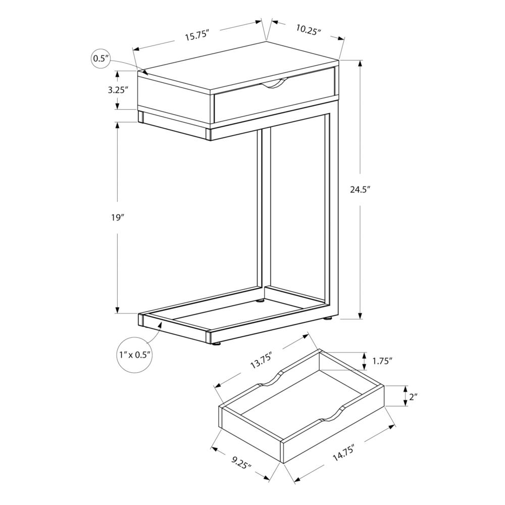 Cassandra - Accent Table C-shaped End Side Snack Storage Drawer Living Room