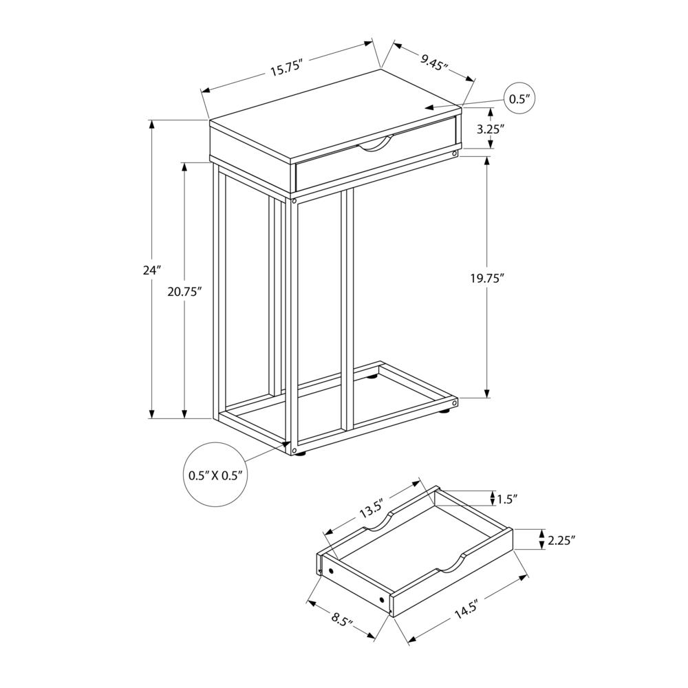 Lanier - Accent Table C-shaped End Side Snack Storage Drawer Living Room