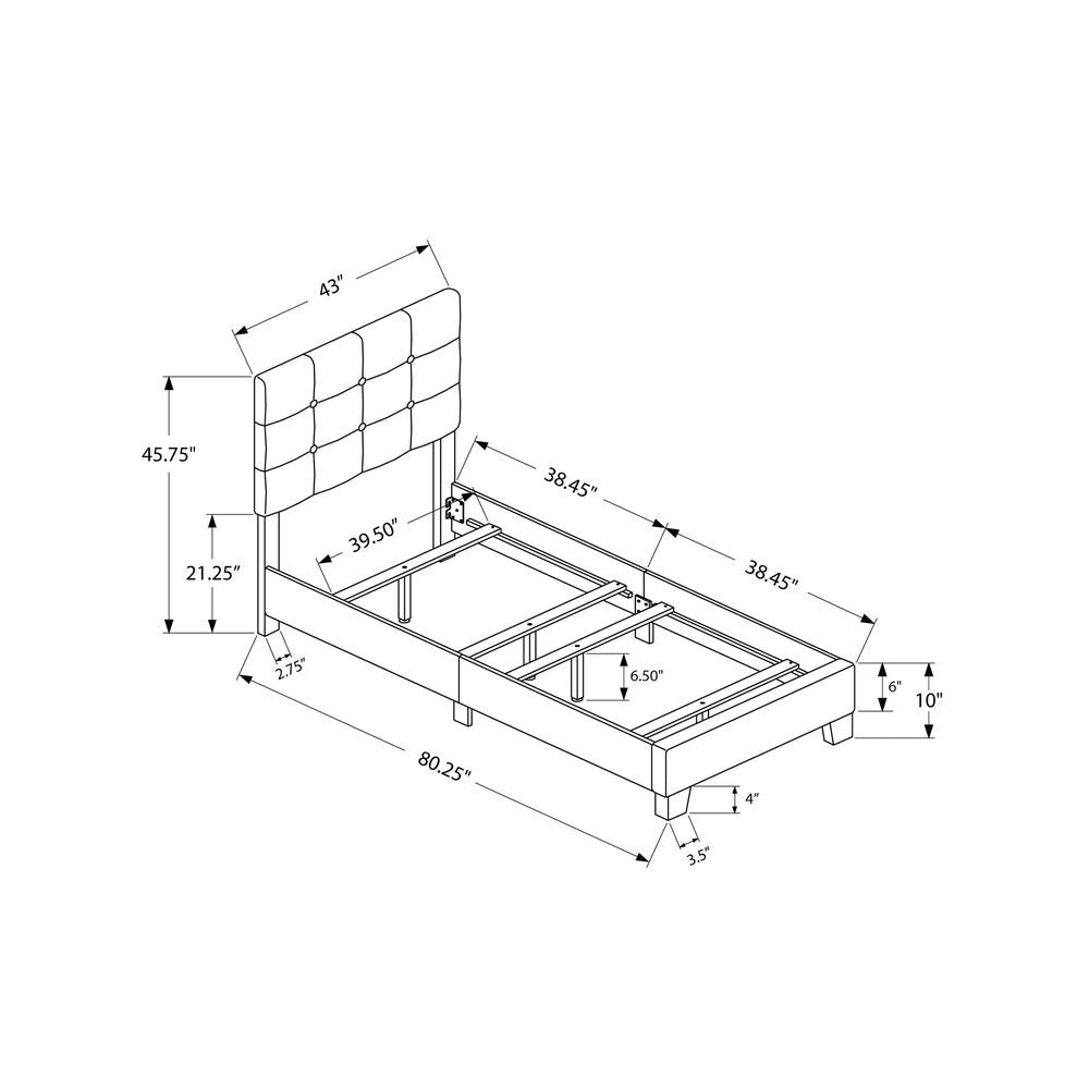 Juvenile Collection Twin Upholstered Bed Frame – Contemporary Youth Bedroom Furniture