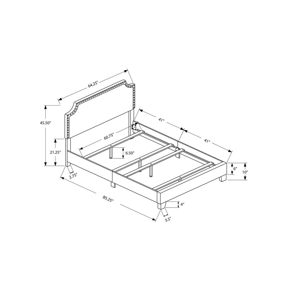 Silhouette bed-queen-size-bedroom-upholstered-grey-linen-look-chrome-trim-16