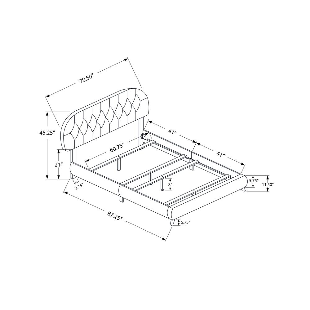 Timber Bed, Queen Size, Bedroom, Upholstered, Brown Leather Look, Wood Legs