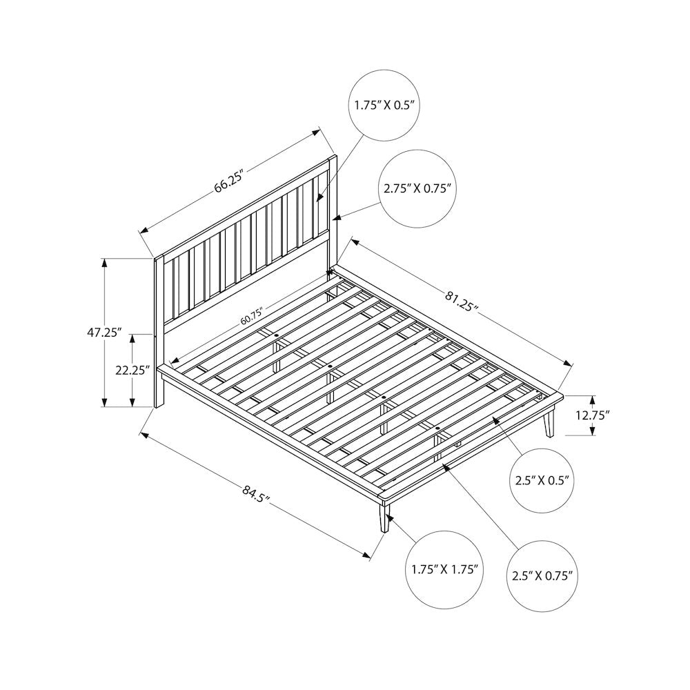 Kaori - Bed Platform Bed Queen Size Frame Only Bedroom Black Wood