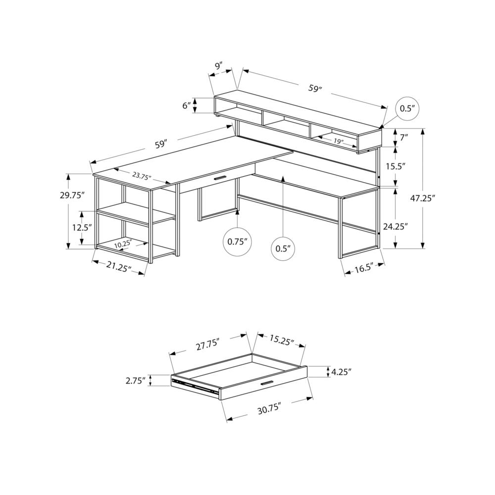 Ronda - Computer Desk Home Office Corner Storage Drawers L Shape Work
