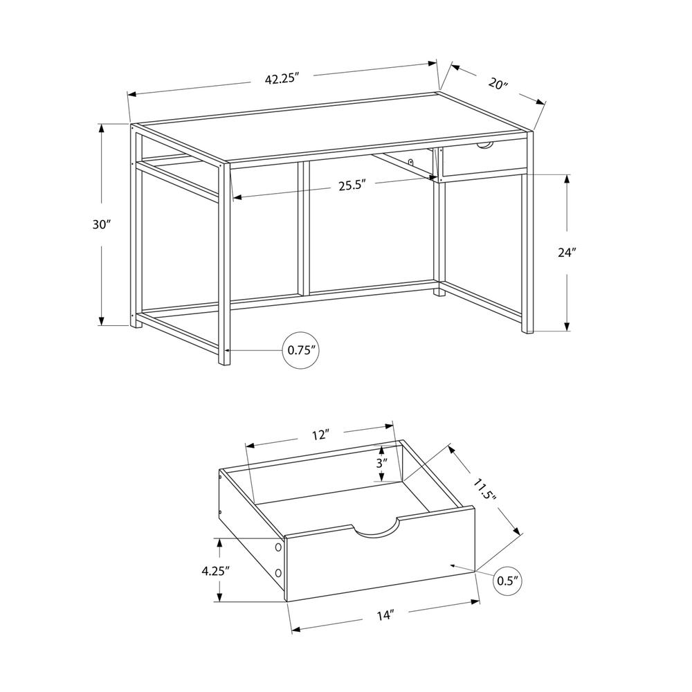 Terence - Computer Desk Home Office Laptop Storage Drawer 42"L Work White