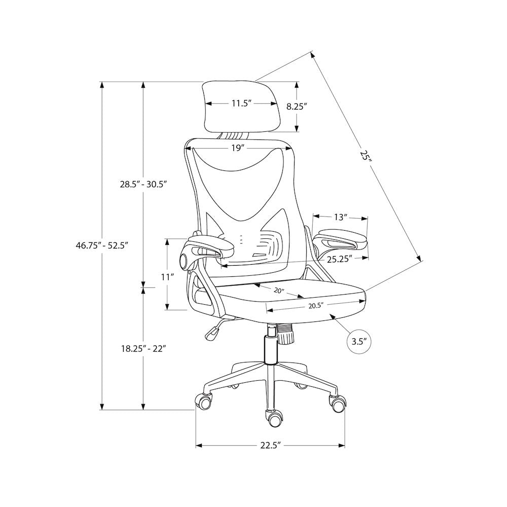 Desma - Office Chair Adjustable Height Ergonomic Swivel Work Black Metal Black